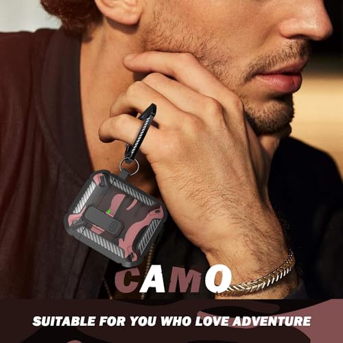 RFUNGUANGO for AirPods 2 Case Carbon Fiber Series, Red Camo - color: CF-Red Camo, size: AirPods 2 Case