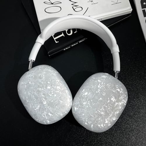 for Cute Glitter Airpods Max Case with Cleaner Kit, Anti-Scratch Shell Pattern Ear Pad Case Cover/Ear Cups Cover/Headband Cover for AirPods Max Cover Protective Skin Girl Women White - color: White