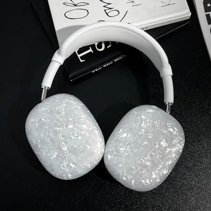 for Cute Glitter Airpods Max Case with Cleaner Kit, Anti-Scratch Shell Pattern Ear Pad Case Cover/Ear Cups Cover/Headband Cover for AirPods Max Cover Protective Skin Girl Women White - color: White
