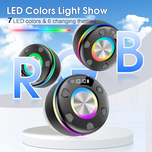 OYIB Bluetooth Shower Speaker, Portable Bluetooth Speaker 360° HD Sound, RGB Lights, IPX7 Waterproof Wireless Speaker with Suction Cup and Mic, Shower Radio for Party/Outdoor/Travel/Gifts/Black - color: Deep Black