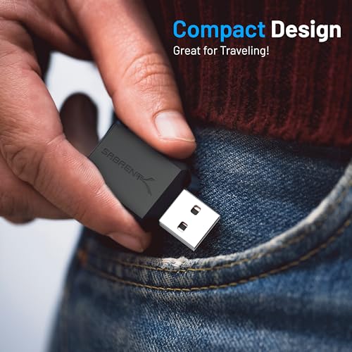 SABRENT USB External Stereo Sound Card Adapter, Plug & Play (AU-MMSA) | USB audio adapter; no drivers needed; for Windows & Mac; 3.5mm headphone & mic jacks; usb to 3.5mm jack audio adapter - style: USB- A