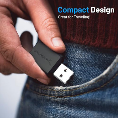 SABRENT USB External Stereo Sound Card Adapter, Plug & Play (AU-MMSA) | USB audio adapter; no drivers needed; for Windows & Mac; 3.5mm headphone & mic jacks; usb to 3.5mm jack audio adapter - style: USB- A
