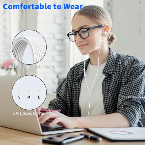 3.5mm Wired Earbuds with Mic for School Laptop PC Chromebook,White - color: White