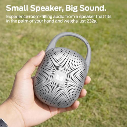 Monster S370 Ultra-Portable Bluetooth Speaker with Integrated Carabiner Clip, IPX7 Waterproof, 29H Playtime, Bluetooth 6.0, TWS Pair Clip-On Speaker for Outdoor, Hiking, Beach, Shower & Travel, Grey