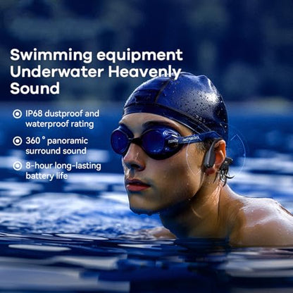 Xmenha Waterproof Bone Conduction Headphones for Swimming Wireless Bluetooth Bone Conduction Earbuds Open Ear Headphones Out of Ear Wireless Bluetooth - color: Orange