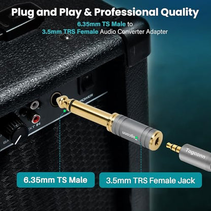 1/4 Inch to 1/8 Inch Adapter 4 Pack, 6.35mm Quarter Inch TS Mono Male to 3.5mm Female Jack Plug Gold-Plated Pure Copper Audio Converter Connector Premium Quality Series - color: 6.35mm(TS) Male to 3.5mm Female, size: 4 Pack