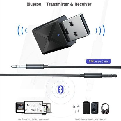 2-in-1 Bluetooth Adapter Transmitter Receiver Music TV PC Audio Transmitter 3.5mm