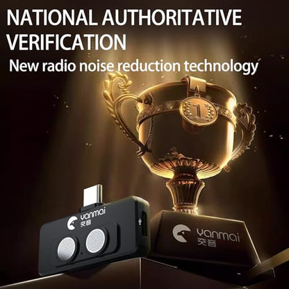 USB-C Microphone with Active Noise Cancellation, Mini Portable, Plug-and-Play, Lapel Mic for Phones, Cameras, Live Streaming, Interviews (White)