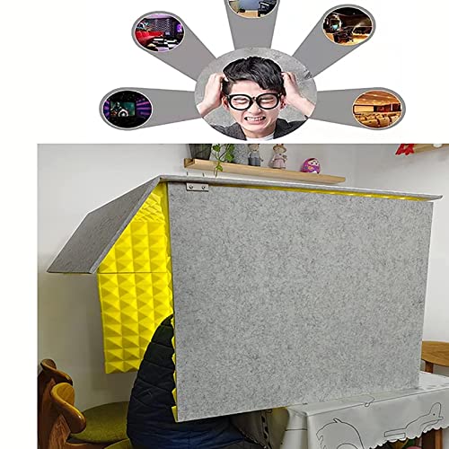 Soundproof Booth Desktop Partition 60cm Portable Studio Enclosure for Noise Reduction in Home and Bedroom (Yellow) - color: Yellow