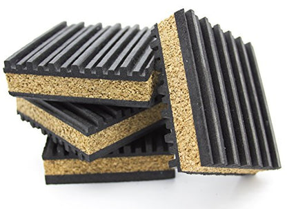 PneumaticPlus Anti Vibration Rubber & Cork isolation pads, Pack of 4 (3" X 3" X 7/8") - size: 3" X 3" X 7/8"