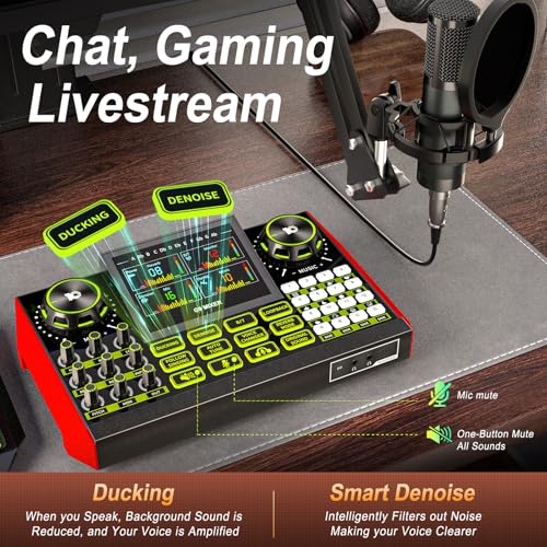 G9 Podcast Equipment Bundle,Audio Mixer Sound Board Live Sound Card,Podcast Microphone Bundle with 3.5mm Condenser Mic for PC & Phone,Podcasting,Live Streaming,Singing,Gaming,Voice Changer,Dj Set