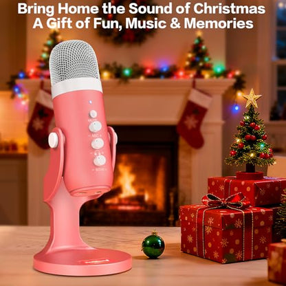 ZealSound Podcast Microphone for iPhone PC & Mac, Noise Cancellation USB Mic with Volume, Mute & Echo Control, Zero-Latency Monitoring, for ASMR, Podcasting, Vocal Recording & Voice-Over - K66 Pink