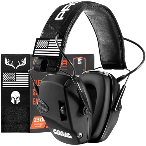 PROHEAR Electronic Shooting Ear Protection, NRR 23dB, 4X Amplification | Soft padded headband and low-pressure ear cups keep you comfortable during range, hunting, or yard work - style: Electronic-black