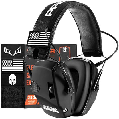PROHEAR Electronic Shooting Ear Protection, NRR 23dB, 4X Amplification | Soft padded headband and low-pressure ear cups keep you comfortable during range, hunting, or yard work - style: Electronic-black
