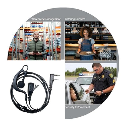 SHON Walkie Talkie Earpiece with Mic, 2PIN Ear-Hook Sponge Ear Cushions Two-Way Radios Compatible with Kenwood Baofeng and Retevis Radios,Ldeal for Police Law Enforcement Restaurant (1set Black) - size: new/1set
