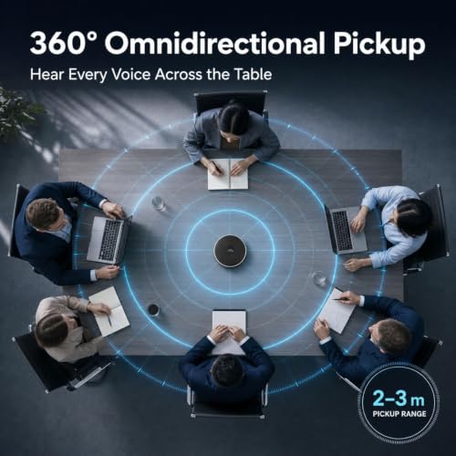 360° Computer Microphone for Desktop , USB Conference PC Mic, Noise-Canceling Technology, Recording, Skype, Online Class, Court Reporter, Plug & Play, Compatible with Windows/PC/Desktop/Laptop - size: Square