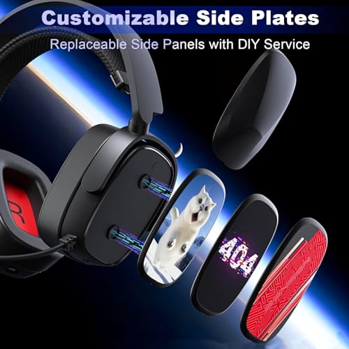 SENZER X100 Wireless Gaming Headset with Mic for PC PS4 PS5 Nintendo Switch Wired for Xbox One, Bluetooth, 40+ Hrs Stereo Sound, Comfortable Gaming Headphones, Customized Side Plates