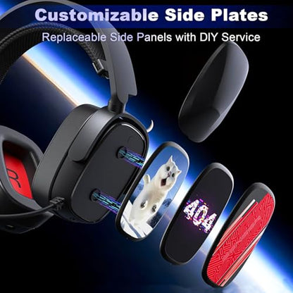 SENZER X100 Wireless Gaming Headset with Mic for PC PS4 PS5 Nintendo Switch Wired for Xbox One, Bluetooth, 40+ Hrs Stereo Sound, Comfortable Gaming Headphones, Customized Side Plates