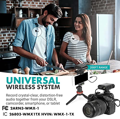 Movo WMX-1-DUO 2.4GHz Dual Wireless Lavalier Microphone System, Compatible with DSLR Cameras, Camcorders, iPhone, Android Smartphones, and Tablets, 200ft Audio Range, Great for Teaching Tutorials - style: 2 Transmitters