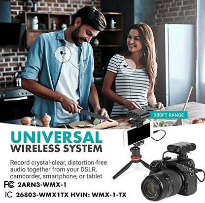 Movo WMX-1-DUO 2.4GHz Dual Wireless Lavalier Microphone System, Compatible with DSLR Cameras, Camcorders, iPhone, Android Smartphones, and Tablets, 200ft Audio Range, Great for Teaching Tutorials - style: 2 Transmitters