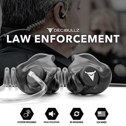 Decibullz Custom Molded Security Radio Surveillance Earpiece Set, Thermo-Fit Designed for Clear Acoustic Tube Radios, Isolation - style: Isolation Earpieces