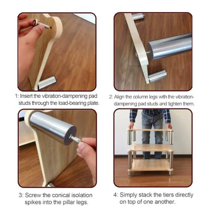 1/2/3/4 Tier Heavy Duty Audio Rack Stand, Modular Open Air HiFi Desktop with Shock-Absorbing Feet, Equipment Display Shelf for Recording Studio Living Room(1 Tier 9.84"/25cm) - size: 1 Tier 9.84"/25cm