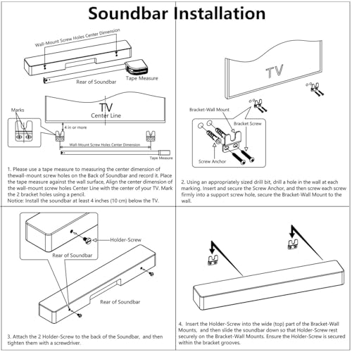 Wall Mount Bracket Compatible with Samsung Soundbar HW-S800B HW-S800D HW-S801B HW-S801D Sound Bar Wall Bracket Below the TV, Black