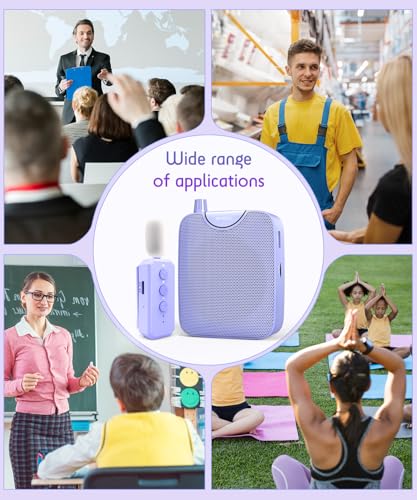 SHIDU 35W Voice Amplifier for Teachers Bluetooth Wireless Lavalier Mic - color: Purple