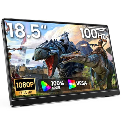 MNN 18.5" 100Hz FHD IPS USB-C HDMI Portable Gaming Monitor | 18.5" FHD IPS 100Hz, built-in stand & dual speakers, USB-C/HDMI, for PC/Phone/PS5/Xbox/Switch, travel gaming. - size: 18.5" 1080P