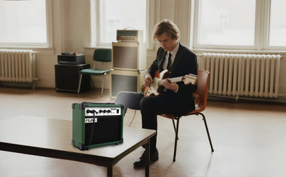 Fojill 20W Watt Electric Guitar Amplifier Amp Practice Small Portable Travel Mini Amp with 3.5 Headphone Jack Aux Distortion Gain Treble Bass Volume (Geen, 20W) - color: Green