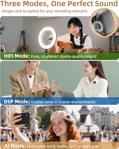 Wireless Lavalier Microphones for iPhone 17 with AI Noise Filter