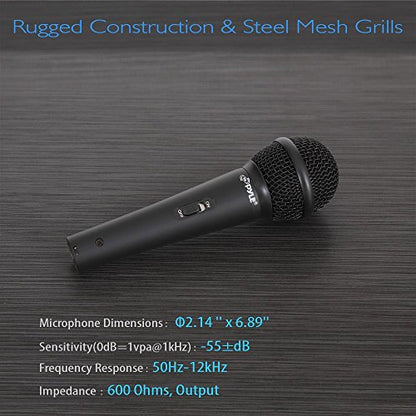 Pyle 3-Piece Professional Dynamic Microphone Kit - Cardioid Unidirectional Vocal Handheld Microphone with Hard Carry Case & Mic Holder/Clip - Pyle PDMICKT80
