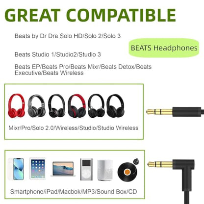 Saipomor Replacement Coiled Audio Cable Compatible with Beats Studio Pro, Studio 3, Studio 2, Solo 3, Solo 2, Solo HD, Mixr, Executive Headphone, 3.5mm to 3.5mm AUX Cord, Hi-Fi Stereo Cable, Black