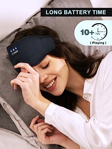 LC-dolida Sleep Headphones, 3D Sleep Mask Bluetooth Wireless Music Eye Mask, Sleeping Headphones for Side Sleepers Sleep Mask with Bluetooth Headphones Ultra-Thin Stereo Speakers Perfect for Sleeping - color: Black 3d