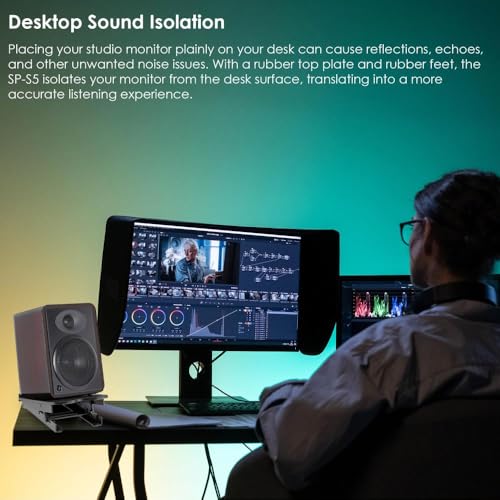 Studio Monitor & Bookshelf Speaker Stand, 5" Adjustable Tilt | w/ Anti-Vibration 5°, 10°, 13°, 15° Angles, 16 lb Load Capacity, Non-Slip Rubber Feet, Studio & Home Audio Experience(Single)
