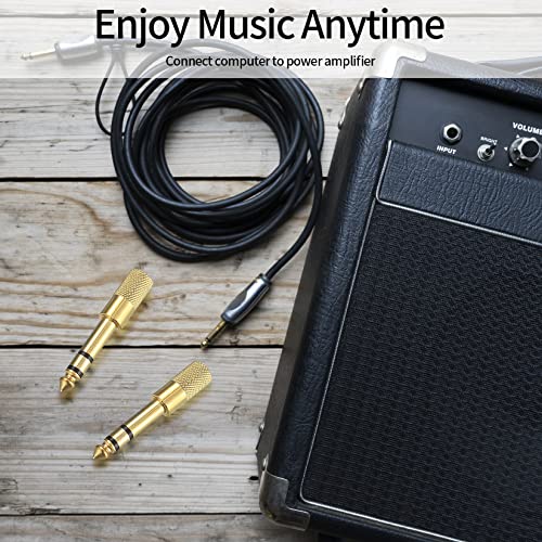 4 Pcs 6.35mm (1/4 inch) Male to 3.5mm (1/8 inch) Female Stereo Headphone Adapters, 3.5mm/1/8'' Female to 6.35mm/1/4'' Male Stereo Audio Adapter Jack Plug for Headphone, Gold Plate