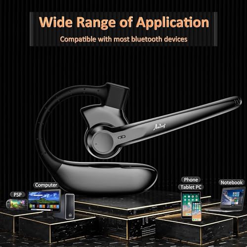 AMINY Wireless Bluetooth Headset with Microphone 30 Hrs Talking Time V5.3 Auriculares Bluetooth Earpiece,AI Noise Cancelling Bluetooth Earphones for Trucker Office Home