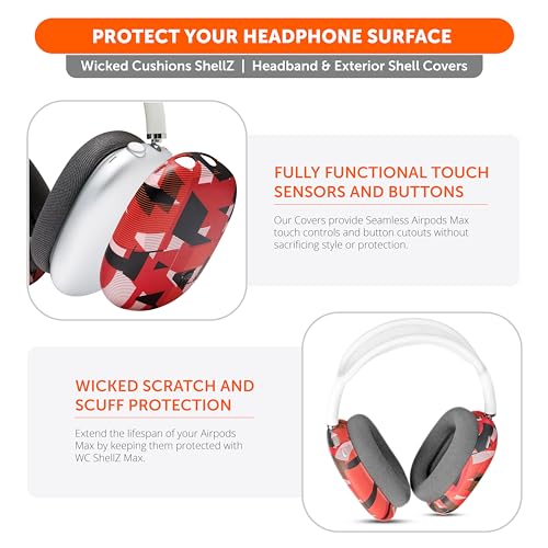 WC ShellZ Max - Protective Shell Covers for AirPods Max 1 & 2 | Made by Wicked Cushions | Made with Premium Silicone | Red Prism - color: Red Prism