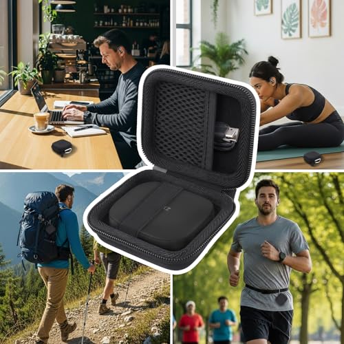 co2CREA SHOKZ 오픈핏 프로 오픈 이어 이어버드용 하드 케이스, 블랙 | 메시 액세서리 포켓, 충전 케이블 보관, 경량 디자인, 카라비너 클립 - color: 블랙 케이스, style: OpenFit Pro용