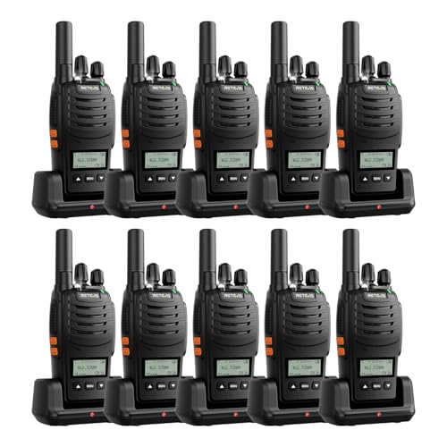Retevis H777D Walkie Talkies with LCD Screen(10 Pack) | for Restaurant, Retail, Warehouse, School,Durable, Portable, FRS, Rechargeable, Emergency Alarm, License Free,USB-C - style: With LCD Screen