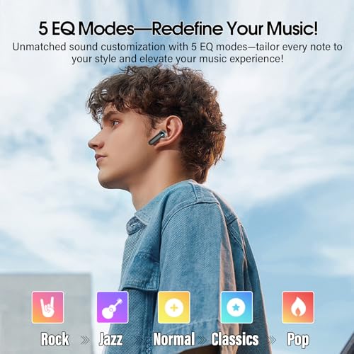 Wireless Earbuds, Bluetooth 5.4 Headphones Multi-Function Touch Screen | with 5 EQ Modes, 48H Ear Buds Bass Stereo with ANC Noise Cancelling/Transparency Mode, IPX7 Bluetooth Earbuds for Android/iOS