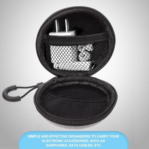 UKCOCO Portable Earbud and Data Cable Storage Bag for Electronics, Waterproof Gray Round Headset Organizer Pouch for Travel and Daily Use