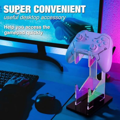 NiHome Controller Holder, Iridescent Acrylic 2-Tier Game Controller Stand | Universal Gaming Desk Organizer Dock Compatible With PS5 Xbox Switch, Stable Accessories Mount, Gamer Gift Idea - size: Iridescent 2-Tier