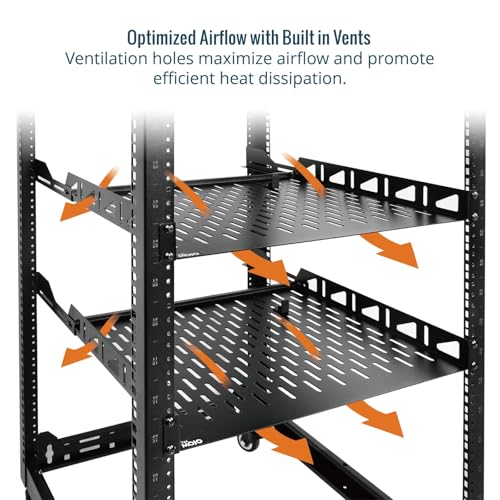 Tecmojo 1U Rack Shelf,19 inch Rack Shelf 14 inch Depth,Rack Mount Shelf with Anti-Slip Stops,Server Rack Shelf and Network Shelf for 19in Equipments, 110lbs Capacity of Vented 1U Shelf,No Lip(2 Pack) - size: 14 in/2pack