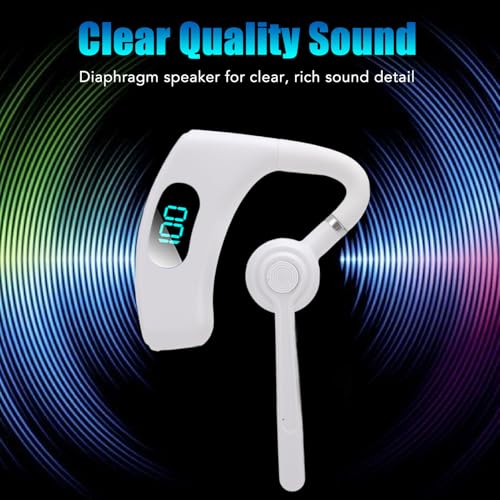 VBESTLIFE Bluetooth Headset, Bluetooth Earpiece, Noise Reduction Single Ear Earphones for Cell Phone, Laptop, Driver Trucker (White) - color: White
