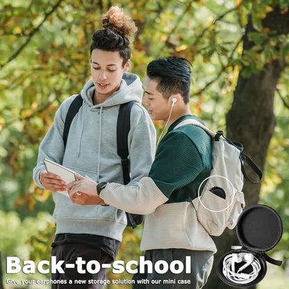 Ginsco Mini-Portable Hard Shell Earbuds Case for Apple EarPods Headphones USB-C Wired Ear Buds/Skullcandy Jib Wired Earbuds, Travel Case for Earphones Earplugs (1, Luxe Black) - color: Luxe Black