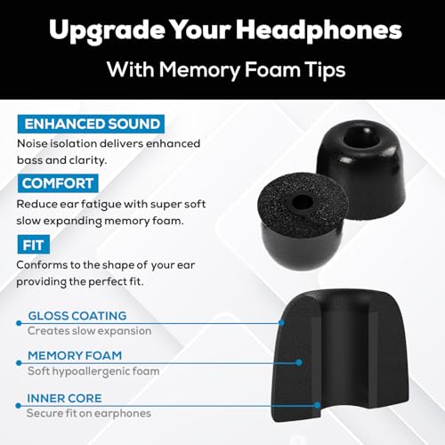 SF0 Small - Memory Foam Earbud Tips - 10 Pairs - Black | Fits Earbuds with Speaker Diameter 6.6-7.2mm, One Pair Lasts up to 4 weeks - size: Small - SF0
