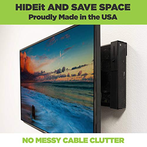 HIDEit Uni-MW Xbox 360 Wall Mount & Xbox One Wall Mount – Black Heavy Duty Steel Adjustable Holder Stand, Fits Set-Top Boxes, Cable TV Boxes, Satellite Receivers & More - size: Medium Wide