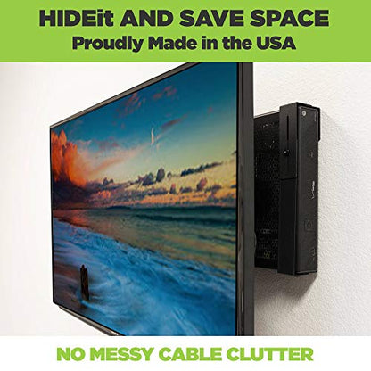HIDEit Uni-MW Xbox 360 Wall Mount & Xbox One Wall Mount – Black Heavy Duty Steel Adjustable Holder Stand, Fits Set-Top Boxes, Cable TV Boxes, Satellite Receivers & More - size: Medium Wide