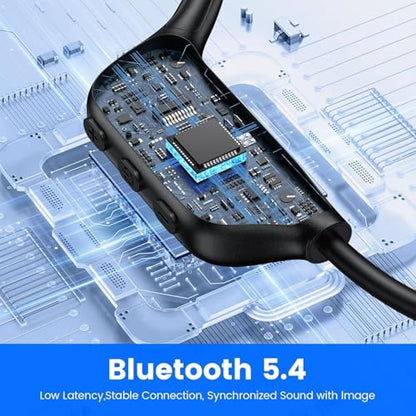 Swimming Headphones,IPX8 Waterproof Underwater Swimming Headphone,Bluetooth 5.4 Bone Conduction Earbuds Built-in 32G Memory,Open Ear Sport Earphones for Running Cycling